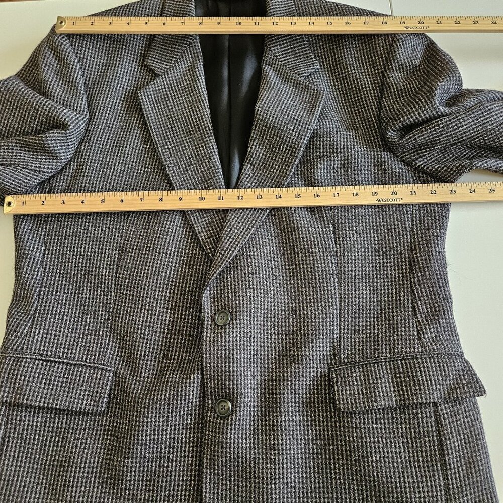 Savile Row Blazer Mens US 46 Black Gray Wool Alpaca Lined 2B Ventless Vtg FLAWS - Picture 5 of 16